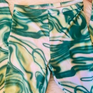Do my self space tie dye leggings stocking green nwt large stretchy boutique